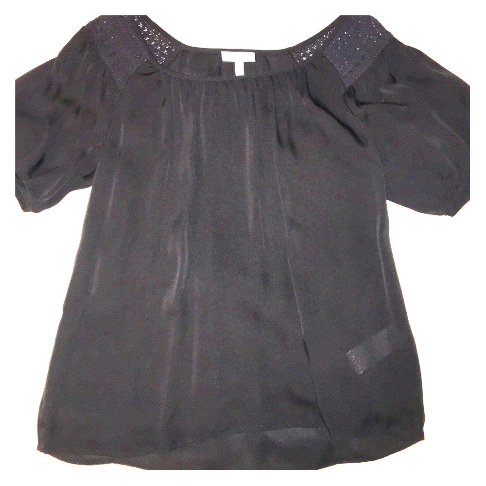 Joie Classic Black Short Sleeve Peasant Blouse
